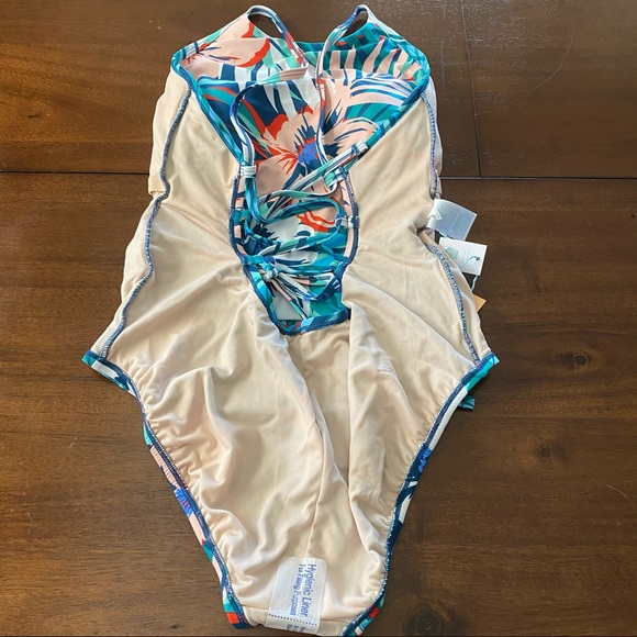 High Neck High Coverage One Piece Swimsuit Floral - Picture 6 of 9